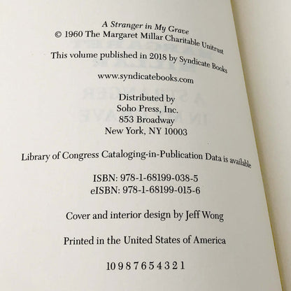 A Stranger In My Grave by Margaret Millar [TRADE PAPERBACK RE-ISSUE] 2018 • Soho Crime