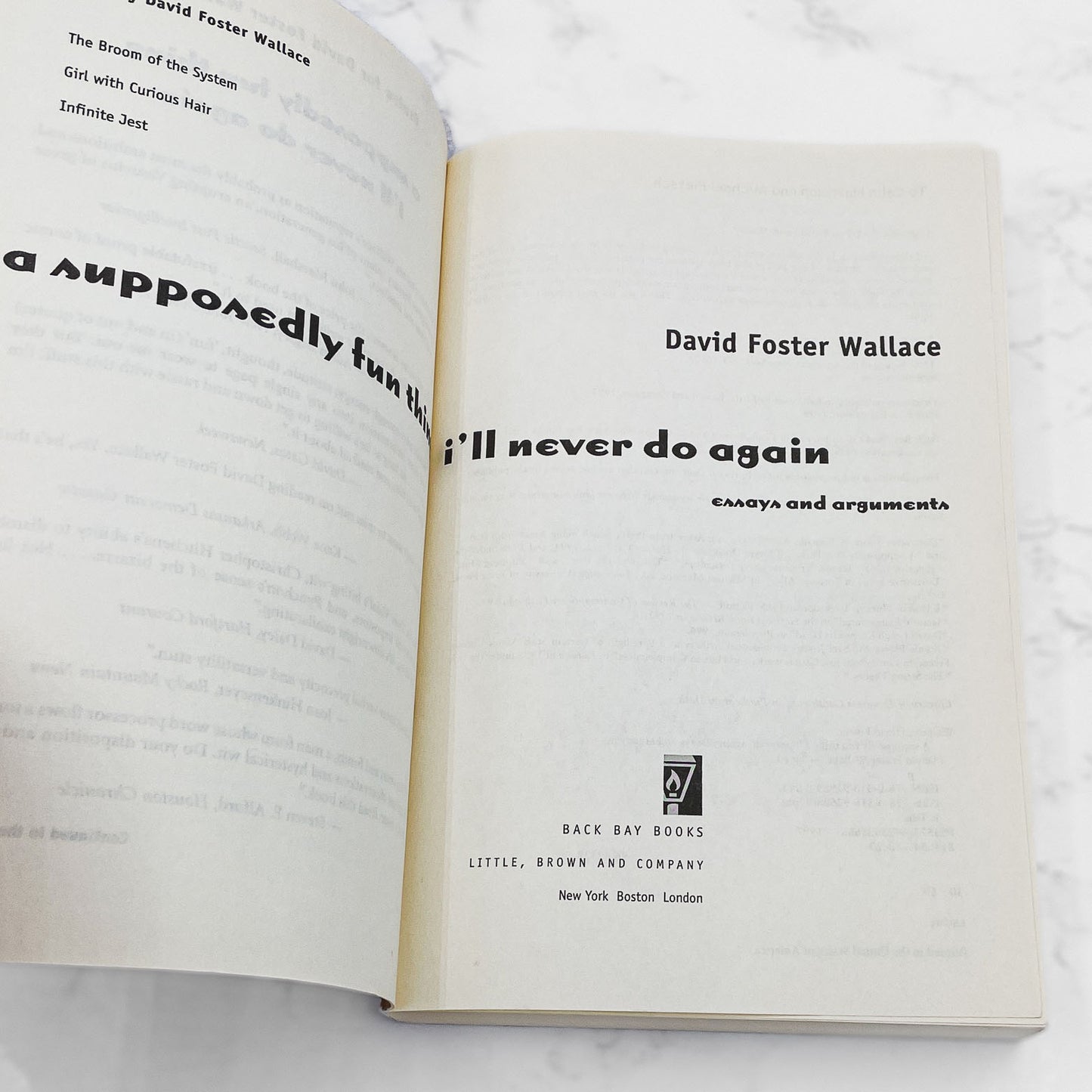 A Supposedly Fun Thing I'll Never Do Again by David Foster Wallace [TRADE PAPERBACK] 1998 • Little Brown
