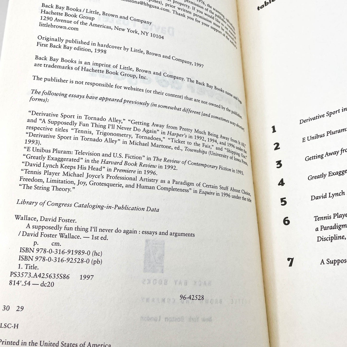 A Supposedly Fun Thing I'll Never Do Again by David Foster Wallace [TRADE PAPERBACK] 1998 • Little Brown