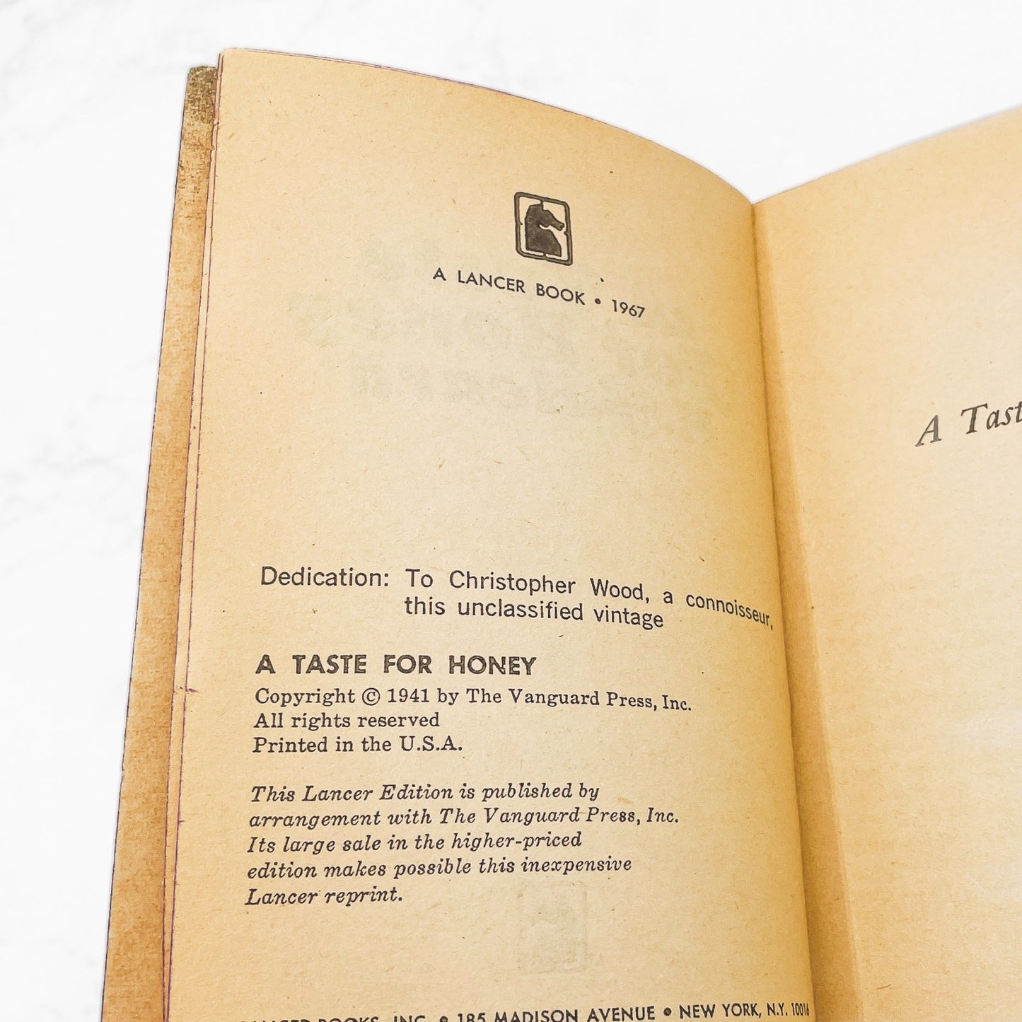 A Taste for Honey by H.F. Heard [1967 PAPERBACK] Lancer Books