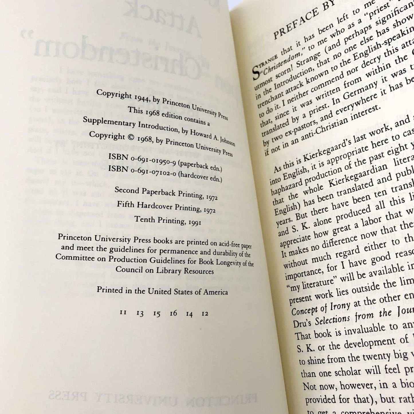 Attack upon Christendom by Søren Kierkegaard [TRADE PAPERBACK] 1991 • Princeton University Press