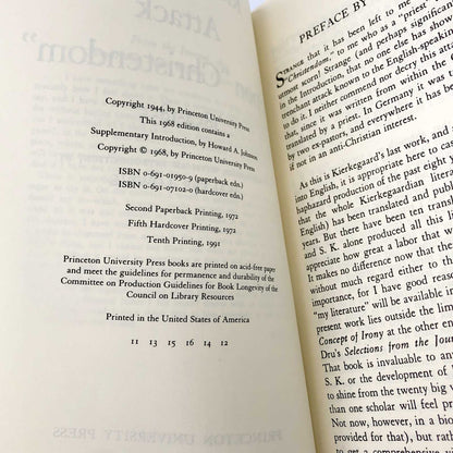 Attack upon Christendom by Søren Kierkegaard [TRADE PAPERBACK] 1991 • Princeton University Press