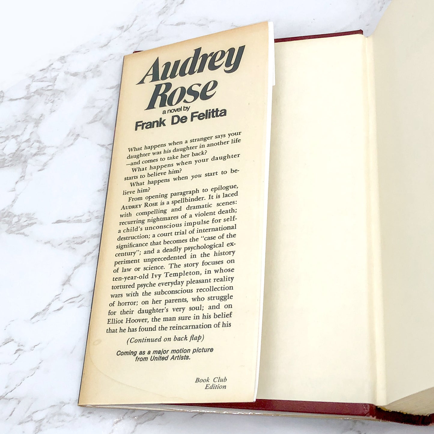 Audrey Rose by Frank De Felitta [FIRST BOOK CLUB EDITION] • 1975 Hardcover • G.P. Putnam's Sons