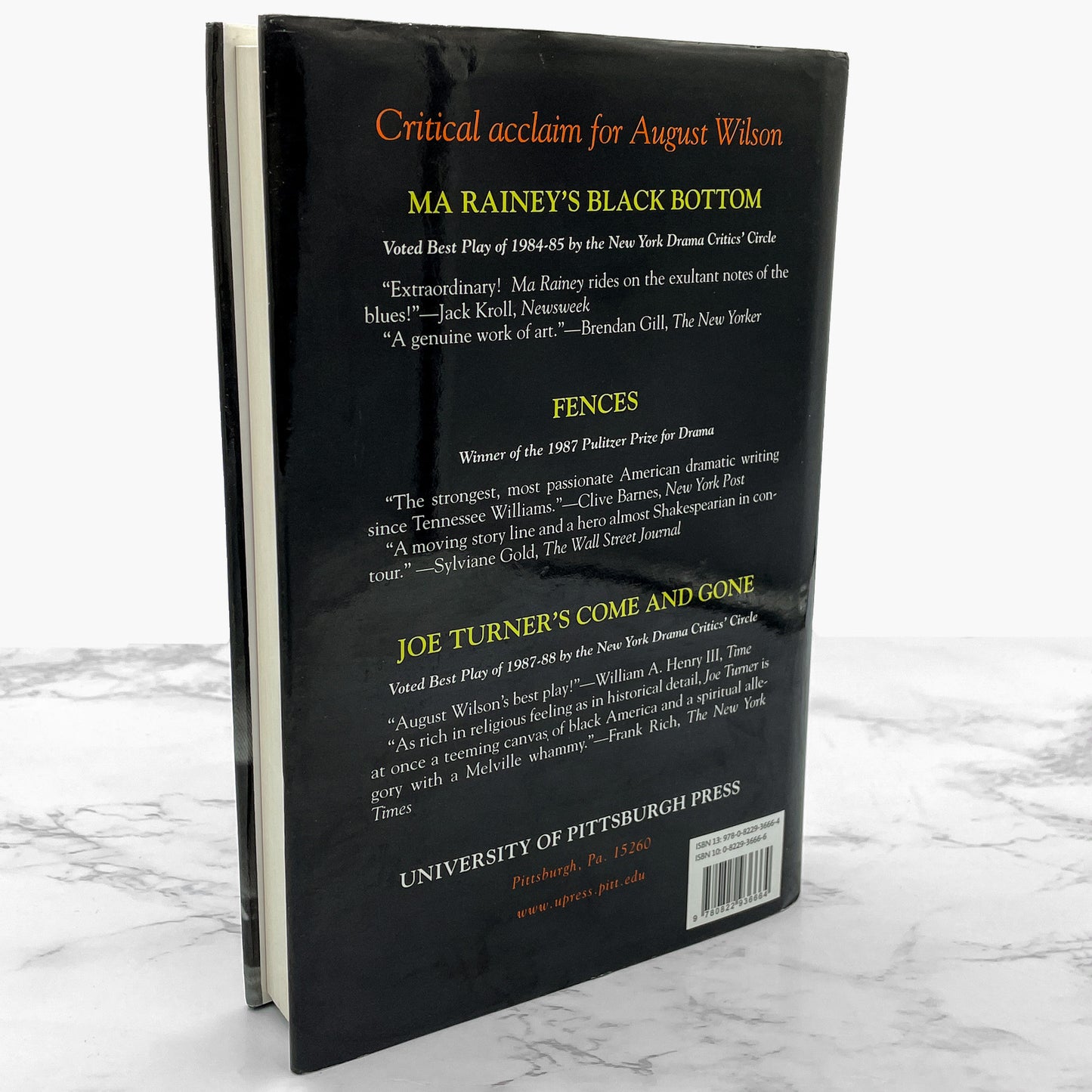 Three Plays by August Wilson (Ma Rainey's Black Bottom, Fences & Joe Turner's Come and Gone) [FIRST EDITION OMNIBUS] 1991 • Pitt
