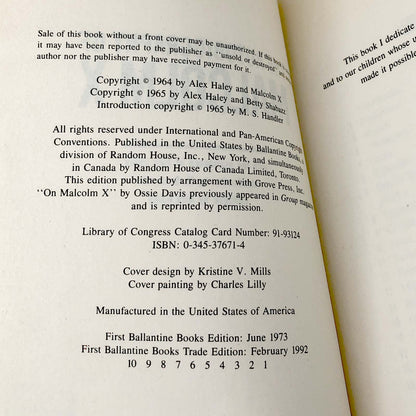 The Autobiography of Malcolm X as told to Alex Haley [TRADE PAPERBACK] 1992 • Ballantine Books
