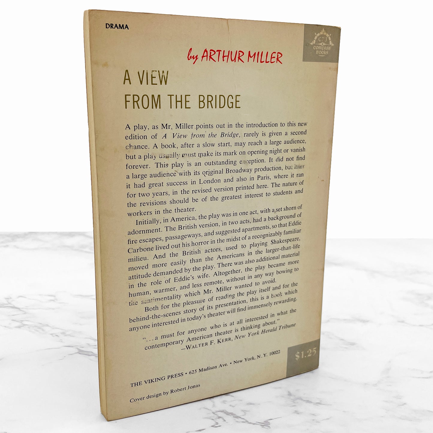 A View From the Bridge by Arthur Miller [FIRST TRADE PAPERBACK EDITION] 1960 • Compass Books