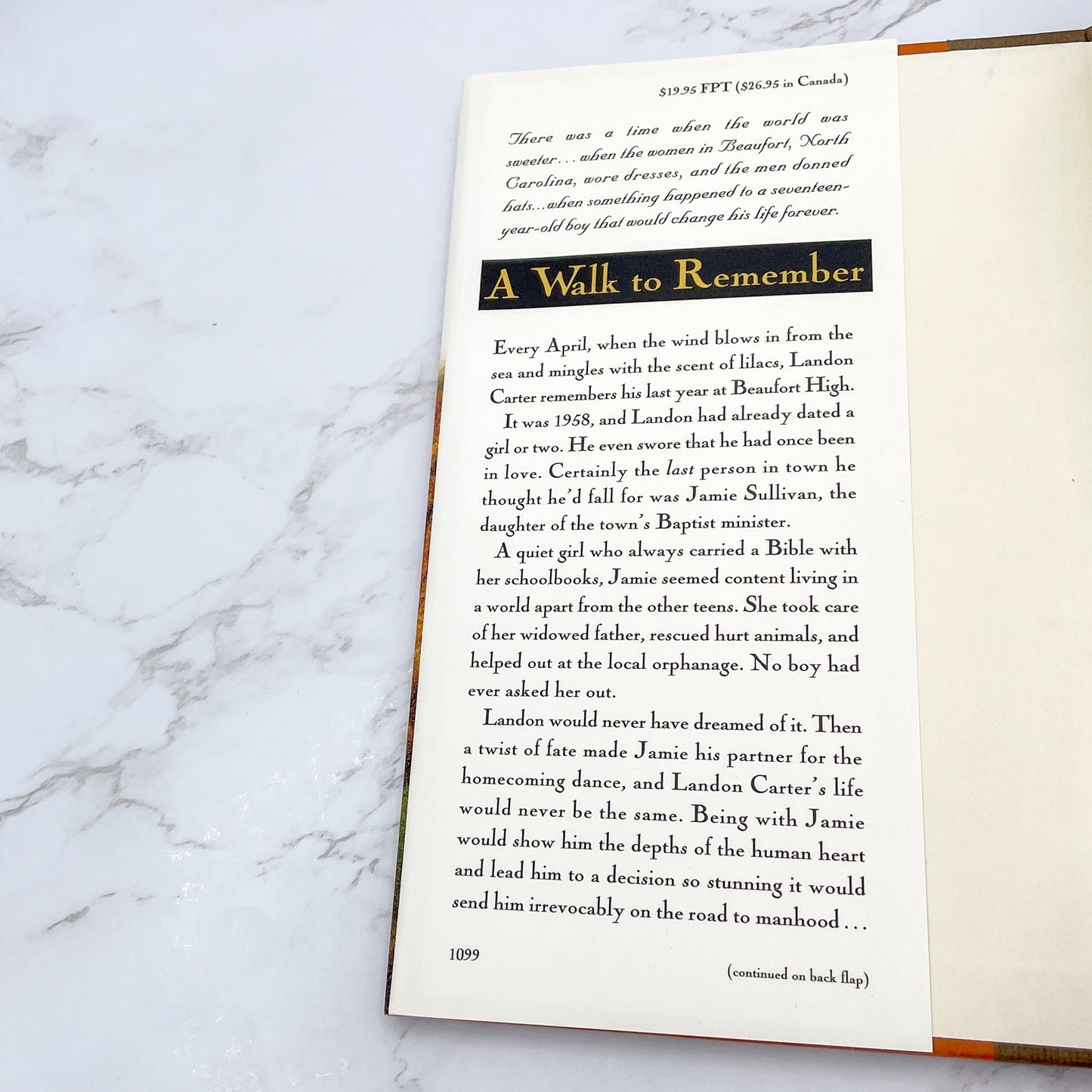 A Walk to Remember by Nicholas Sparks [FIRST EDITION • FIRST PRINTING] 1999 • Warner