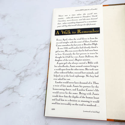 A Walk to Remember by Nicholas Sparks [FIRST EDITION • FIRST PRINTING] 1999 • Warner