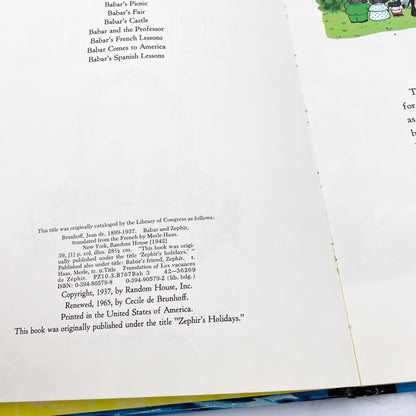 Babar and Zephir by Jean de Brunhoff [U.S. FIRST EDITION] 1965 (Later Printing) • Random House
