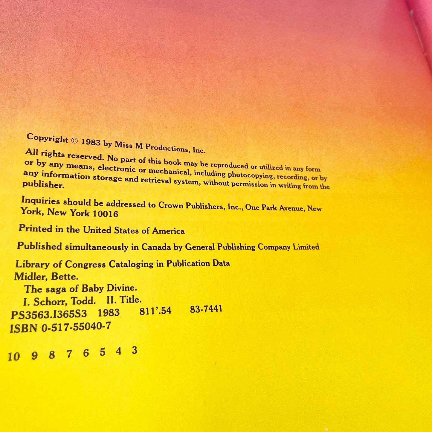 The Saga of Baby Divine by Bette Midler illustrated by Todd Schorr [FIRST EDITION] 1983 • Crown