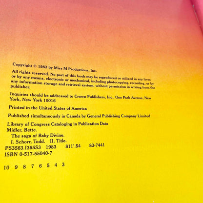 The Saga of Baby Divine by Bette Midler illustrated by Todd Schorr [FIRST EDITION] 1983 • Crown