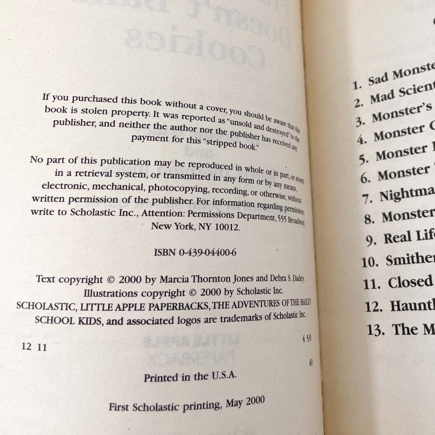 The Bride of Frankenstein Doesn't Bake Cookies by Debbie Dadey & Marcia Thornton Jones [FIRST EDITION PAPERBACK] 2000 • Bailey School Kids #41