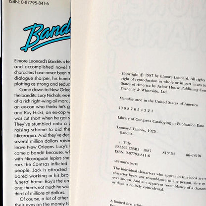 Bandits by Elmore Leonard [FIRST EDITION • FIRST PRINTING] 1987 • Arbor House
