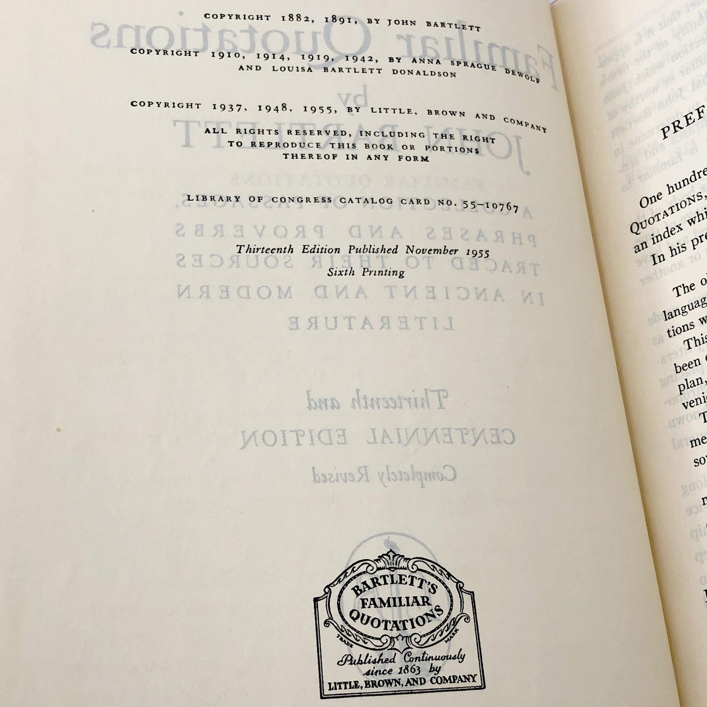 Bartlett's Familiar Quotations by John Bartlett [CENTENNIAL EDITION] 1955 • Little Brown & Co.