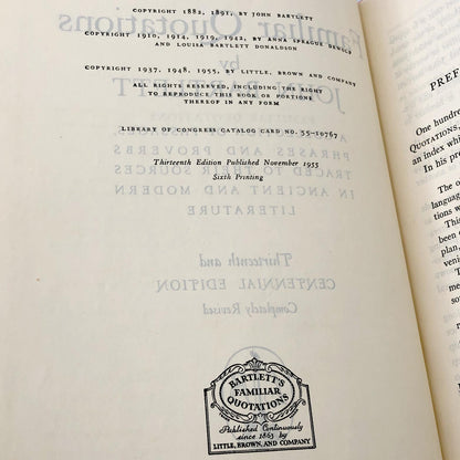 Bartlett's Familiar Quotations by John Bartlett [CENTENNIAL EDITION] 1955 • Little Brown & Co.