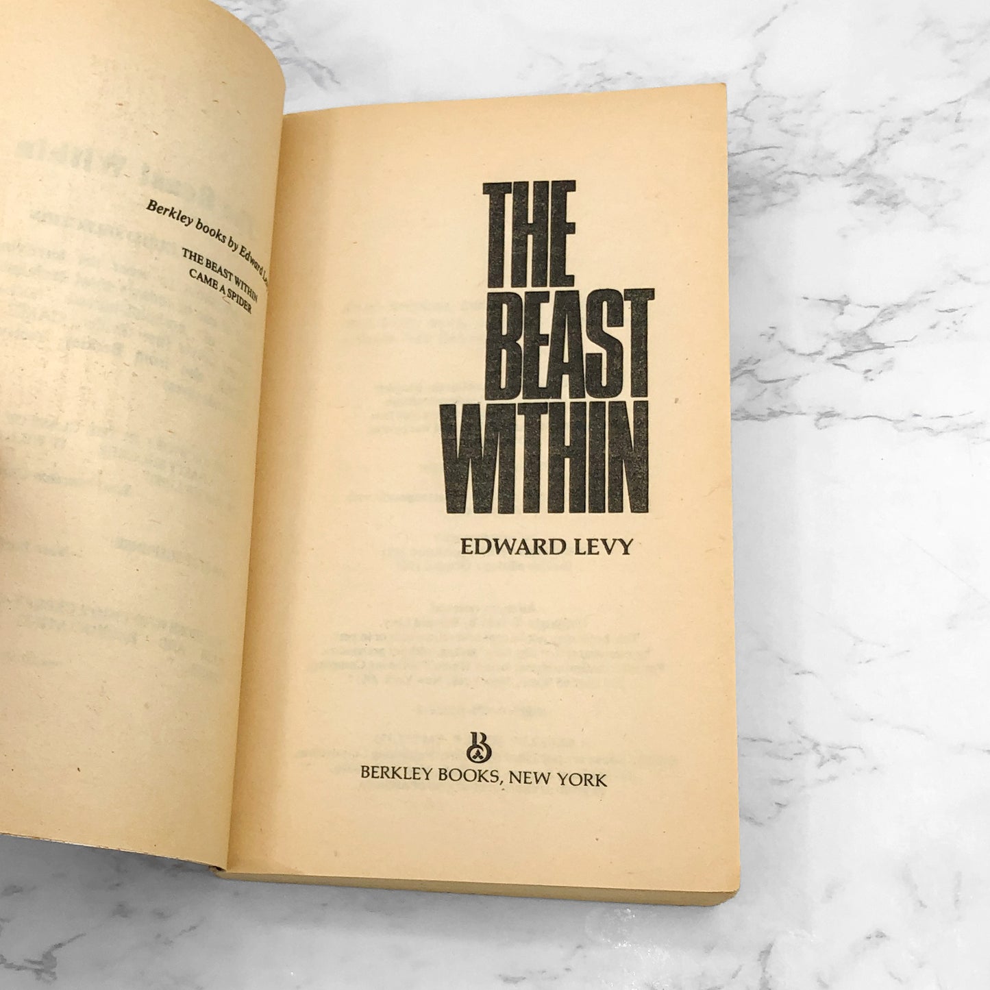 The Beast Within by Edward Levy [FIRST PAPERBACK PRINTING] 1981 • Berkley