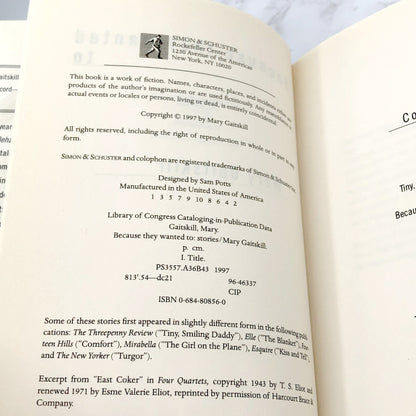 Because They Wanted To: Stories by Mary Gaitskill [FIRST EDITION • FIRST PRINTING] 1997