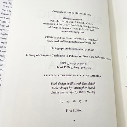 Becoming by Michelle Obama SIGNED! [FIRST EDITION] 2018 • Crown