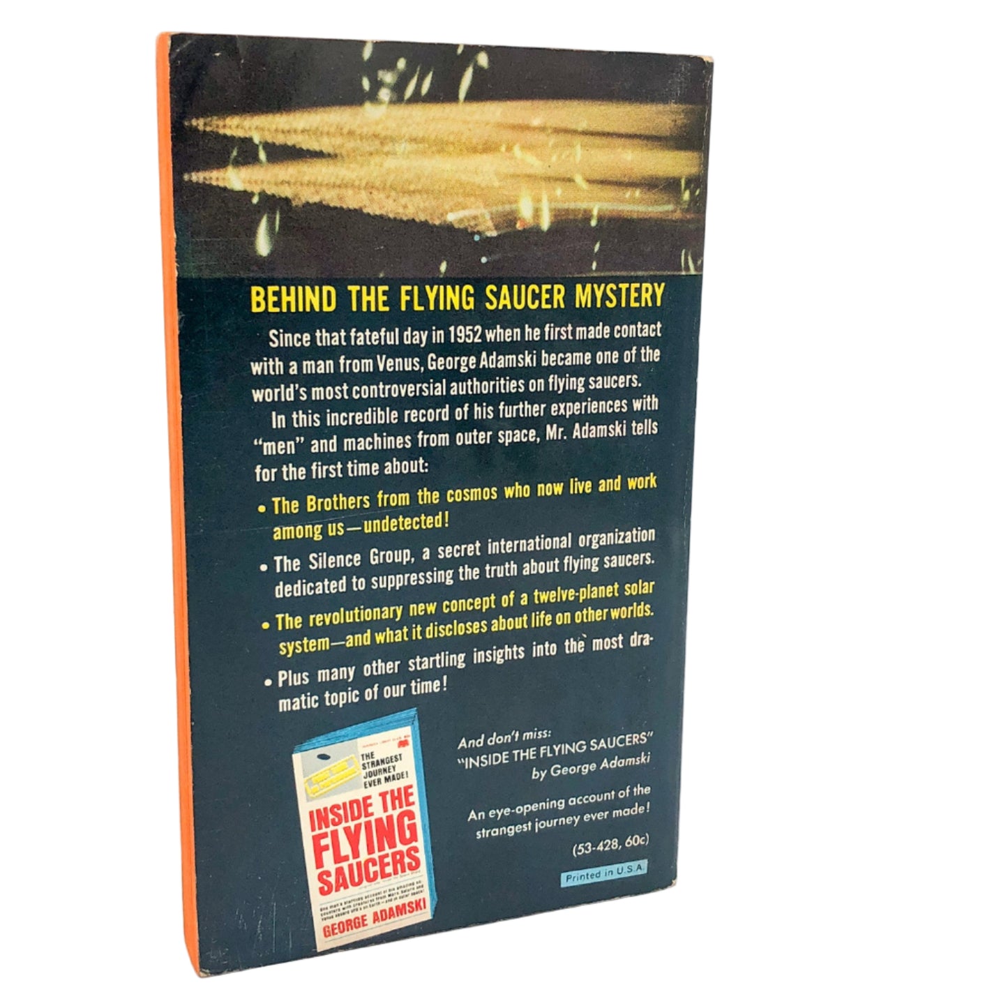 Behind the Flying Saucer Mystery by George Adamski [FIRST PAPERBACK PRINTING] 1967 • Paperback Library