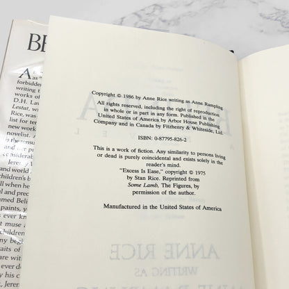 Belinda by Anne Rice "Rampling" [1986 HARDCOVER] • BCE • *See Condition