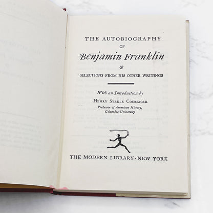 The Autobiography of Benjamin Franklin & Selected Writings [1950 HARDCOVER] • The Modern Library