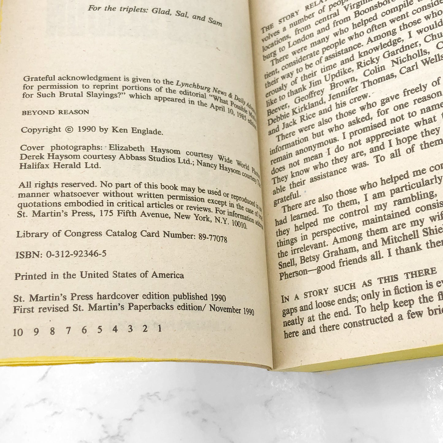 Beyond Reason: The True Story of a Shocking Double Murder by Ken Englade [FIRST PAPERBACK PRINTING] 1990