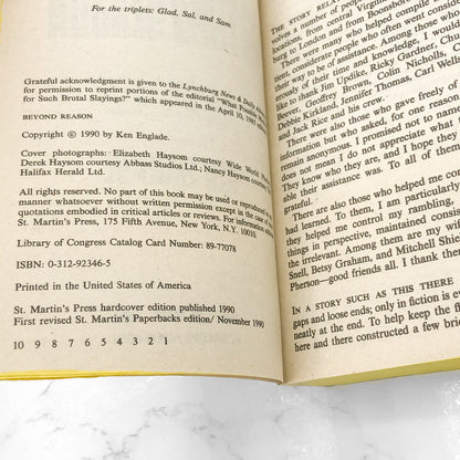 Beyond Reason: The True Story of a Shocking Double Murder by Ken Englade [FIRST PAPERBACK PRINTING] 1990