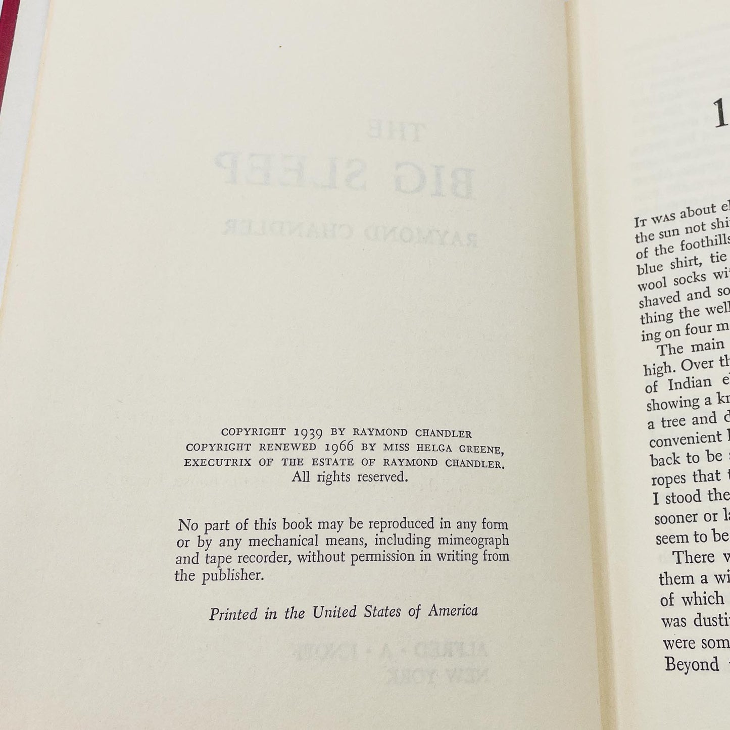 The Big Sleep by Raymond Chandler [1966 HARDCOVER] • Book Club Edition • Knopf