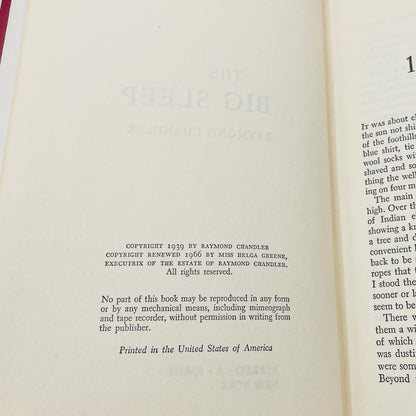 The Big Sleep by Raymond Chandler [1966 HARDCOVER] • Book Club Edition • Knopf