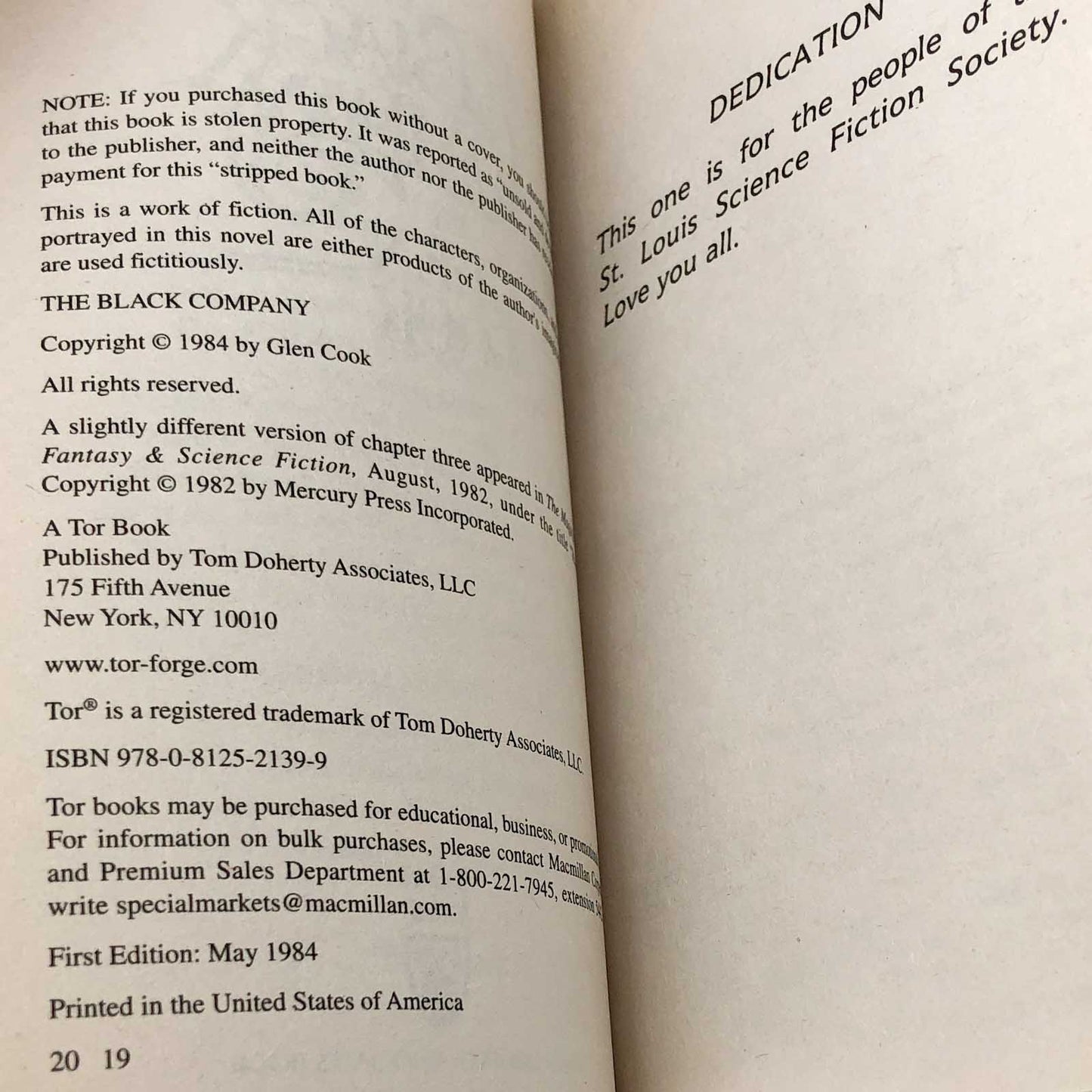 The Black Company by Glen Cook [2007 PAPERBACK] • TOR Fantasy