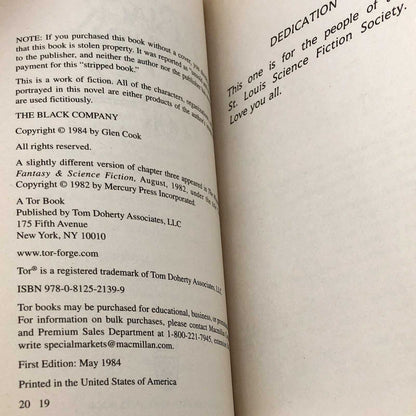 The Black Company by Glen Cook [2007 PAPERBACK] • TOR Fantasy