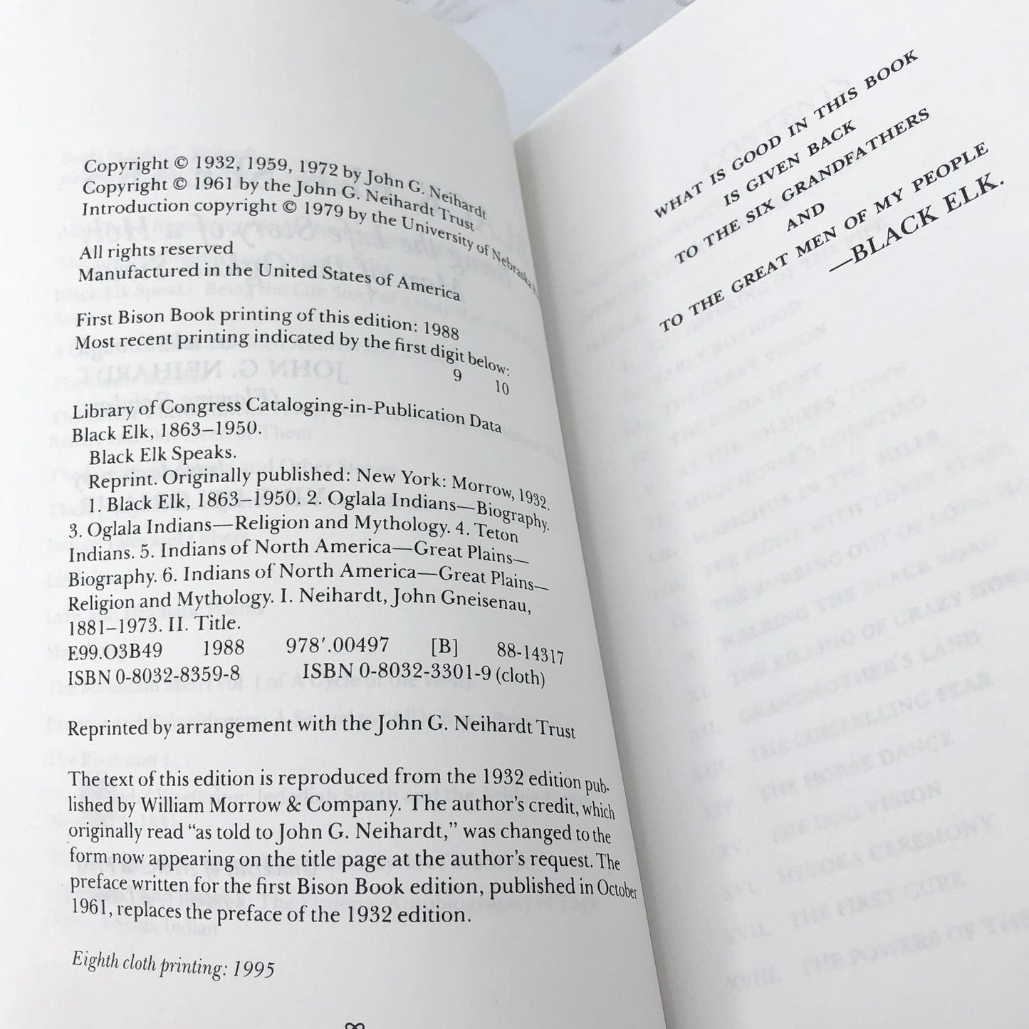 Black Elk Speaks: Being the Life Story of a Holy Man of the Oglala Sioux as told through John G. Neihardt [1995 TRADE PAPERBACK]