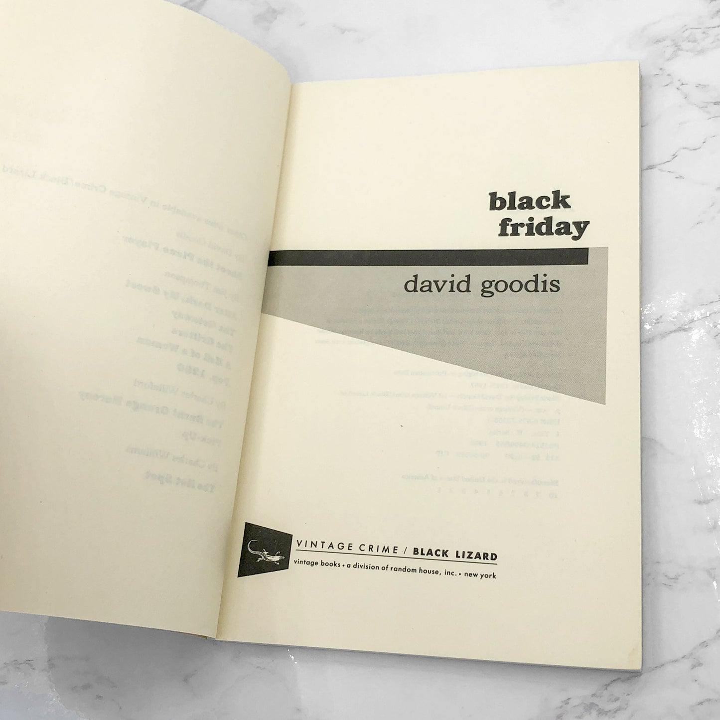 Black Friday by David Goodis [1990 TRADE PAPERBACK] *See Condition