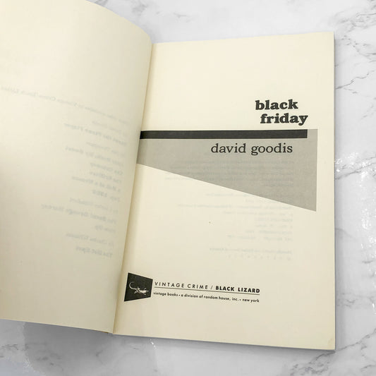Black Friday by David Goodis [1990 TRADE PAPERBACK] *See Condition