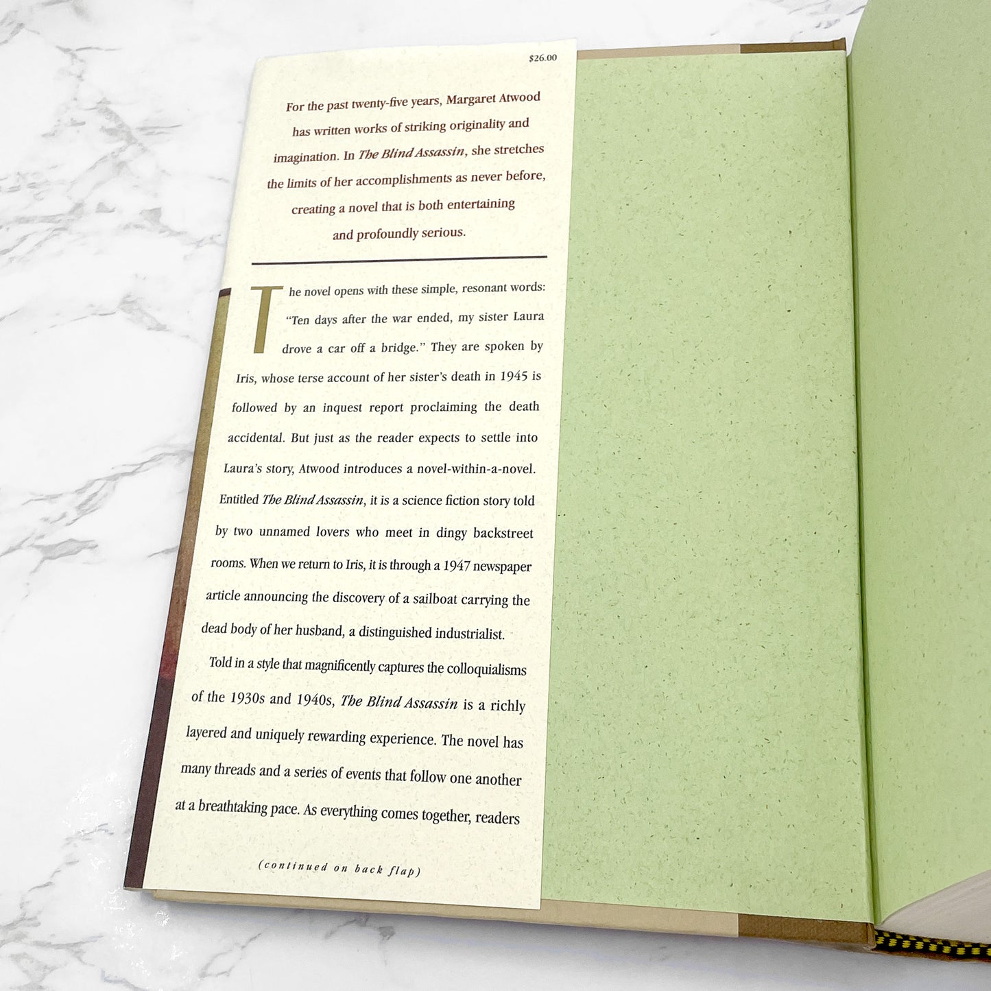 The Blind Assassin by Margaret Atwood [U.S. FIRST EDITION] 2000 • Nan A. Talese