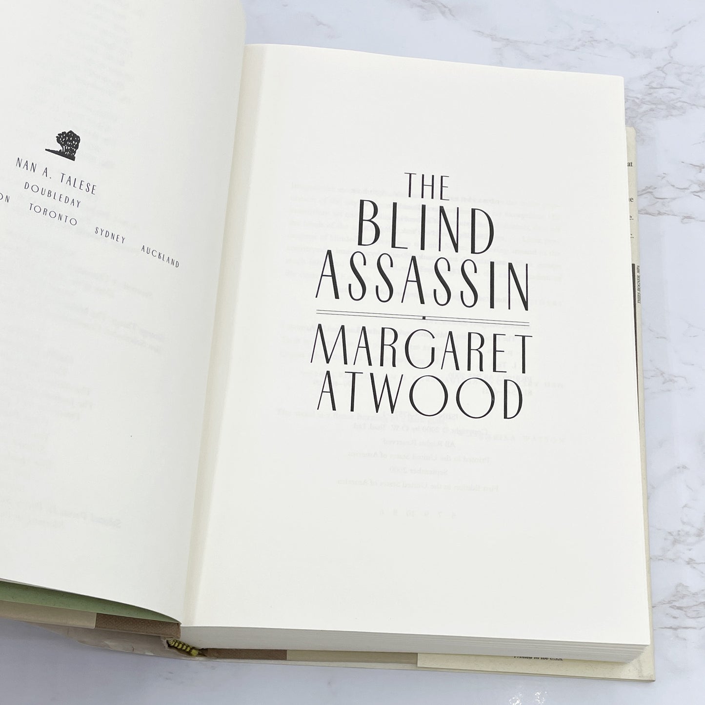 The Blind Assassin by Margaret Atwood [U.S. FIRST EDITION] 2000 • Nan A. Talese