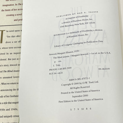 The Blind Assassin by Margaret Atwood [U.S. FIRST EDITION] 2000 • Nan A. Talese