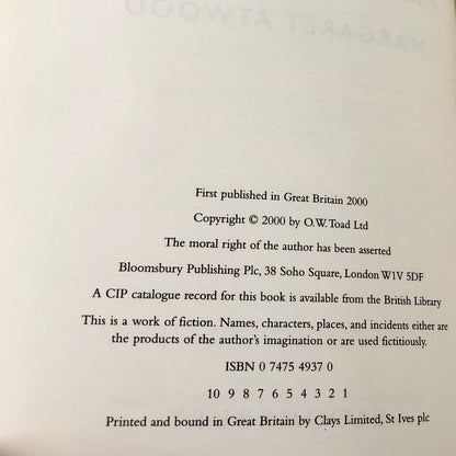 The Blind Assassin by Margaret Atwood SIGNED! [U.K. FIRST EDITION] 2000 • Bloomsbury