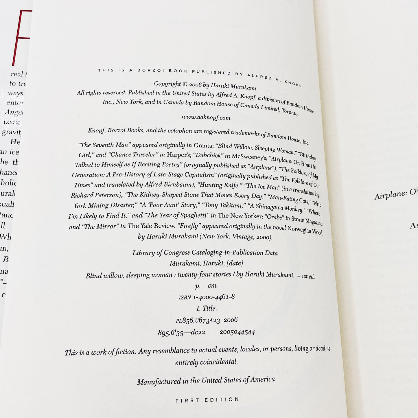 Blind Willow, Sleeping Woman by Haruki Murakami [U.S. FIRST EDITION • FIRST PRINTING] 2006 • Knopf