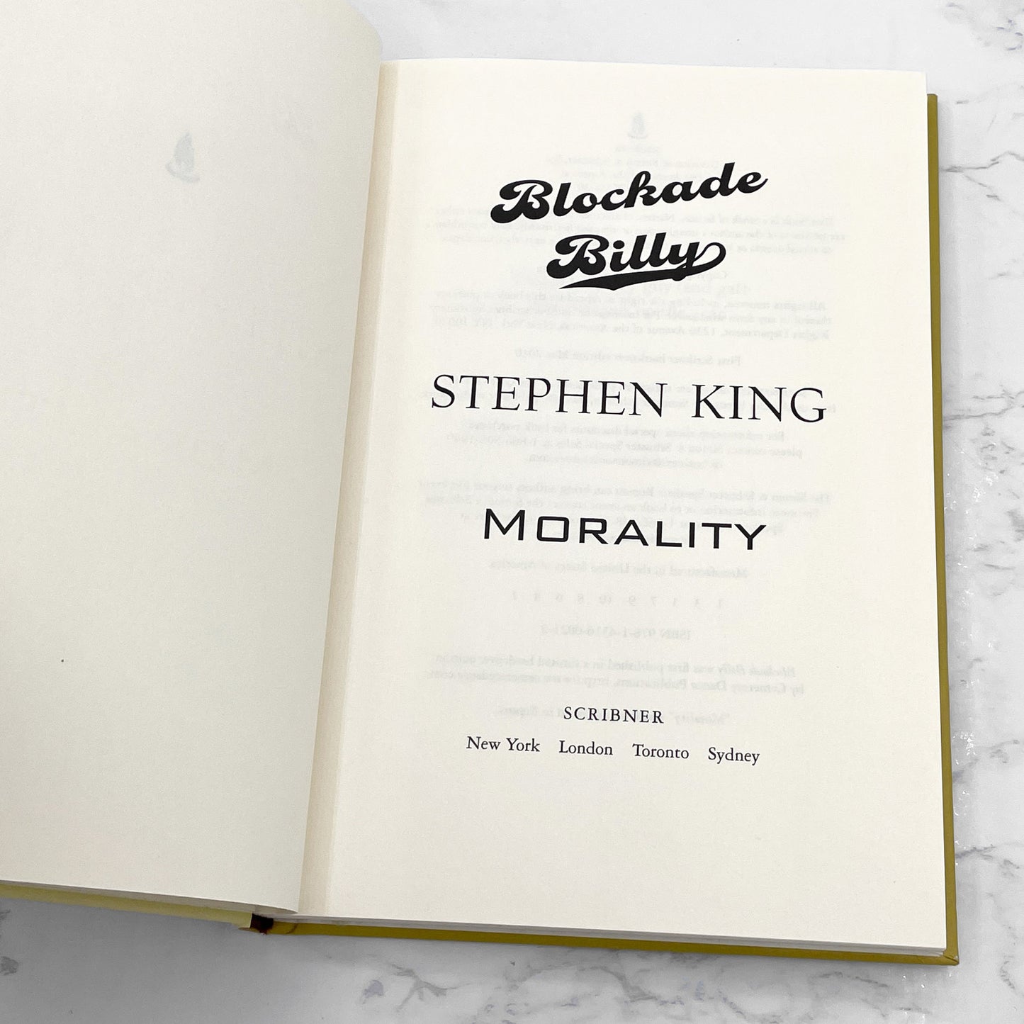 Blockade Billy by Stephen King [FIRST SCRIBNER EDITION] 2010 • First Printing! • Near Mint