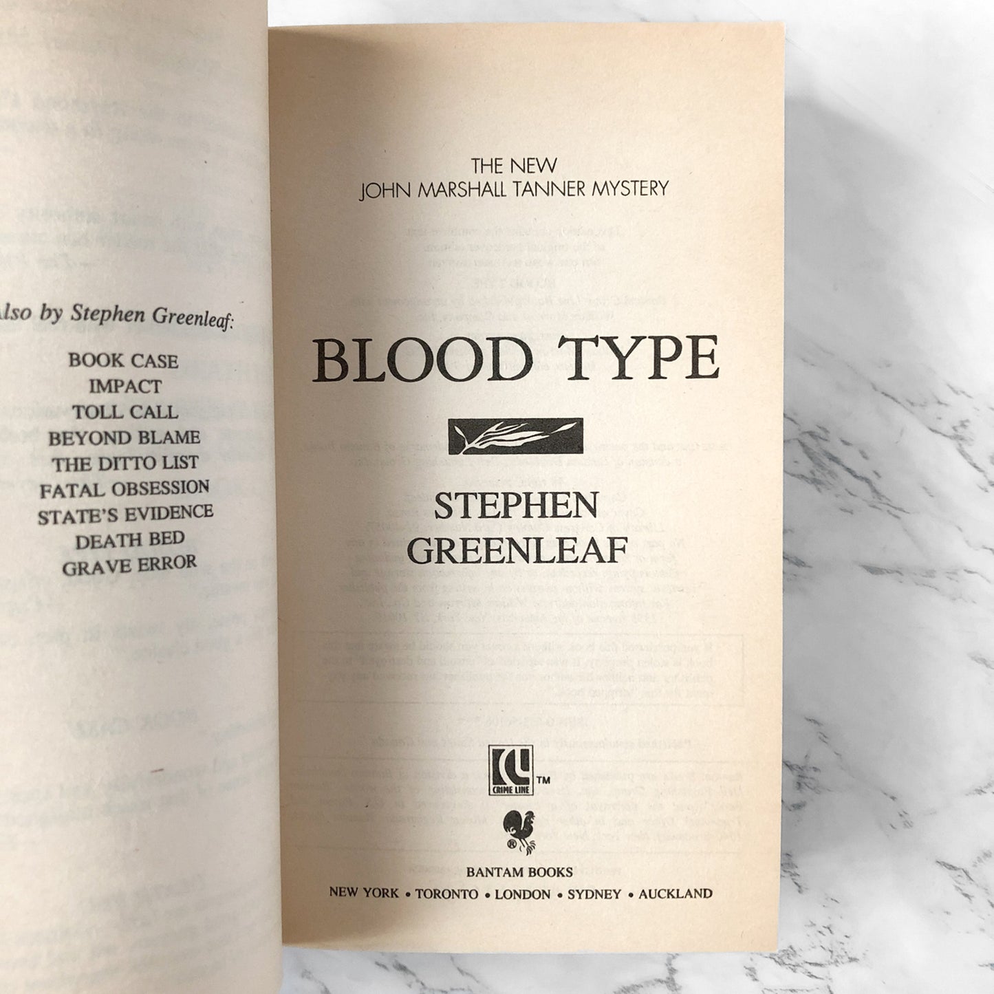 Blood Type by Stephen Greenleaf [FIRST PAPERBACK PRINTING] 1993 • Bantam Crime