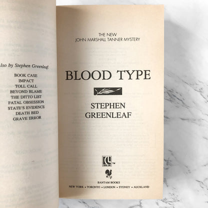 Blood Type by Stephen Greenleaf [FIRST PAPERBACK PRINTING] 1993 • Bantam Crime