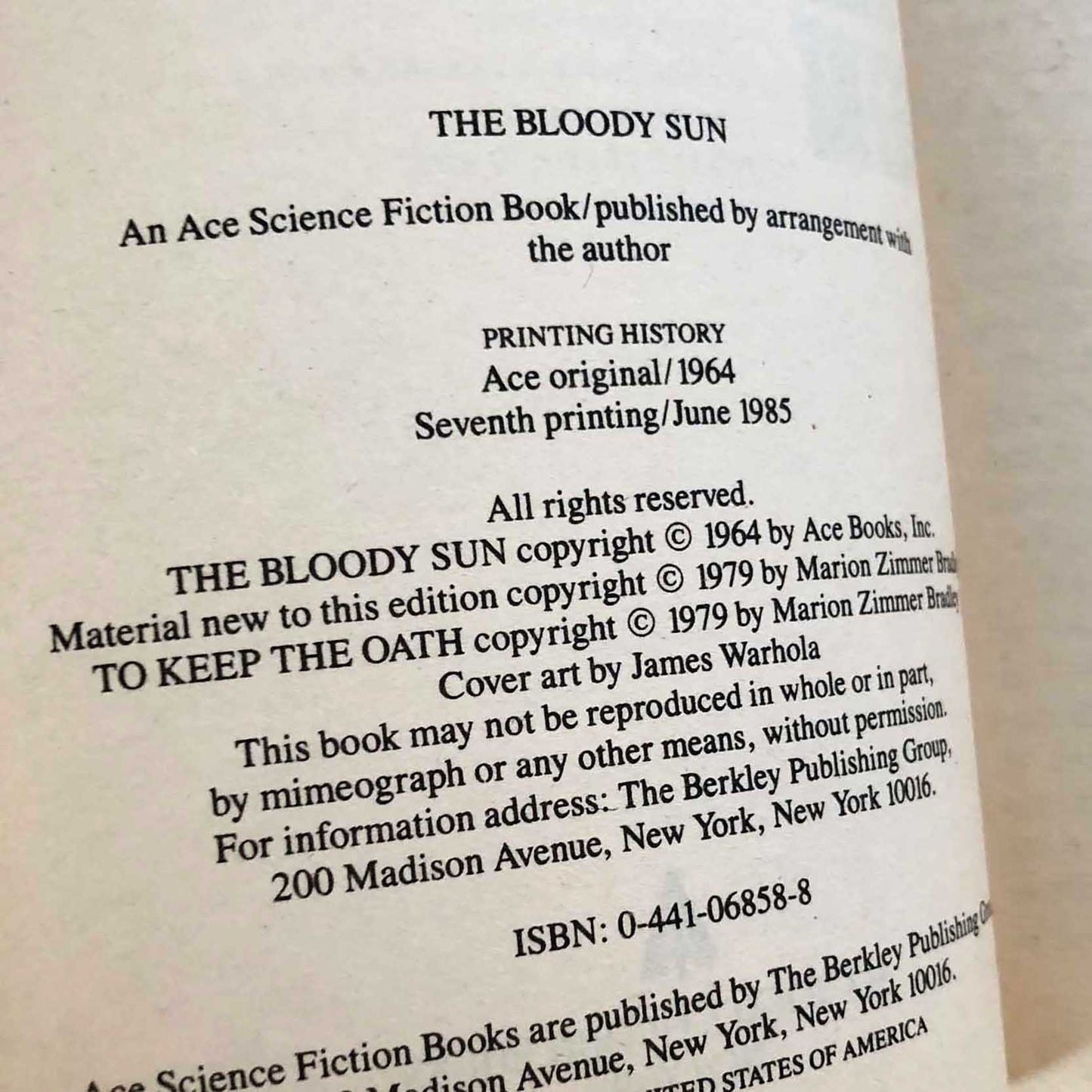 The Bloody Sun by Marion Zimmer Bradley [1985 PAPERBACK] • Ace