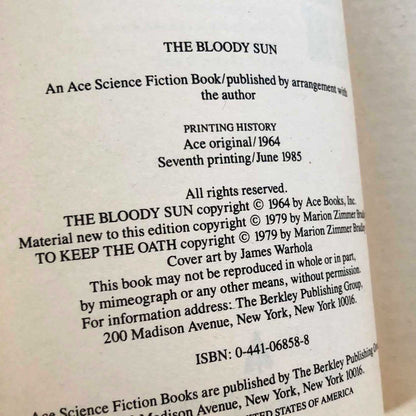 The Bloody Sun by Marion Zimmer Bradley [1985 PAPERBACK] • Ace