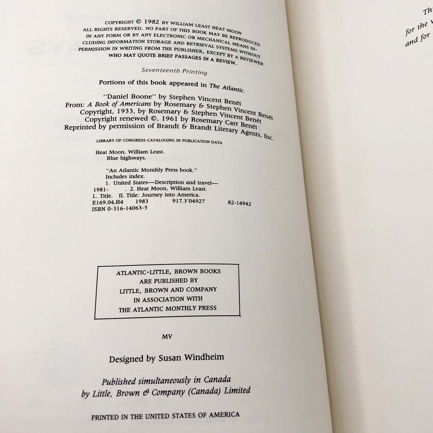 Blue Highways: A Journey into America by William Least Heat-Moon [FIRST EDITION] 1983 • Atlantic Monthly Press