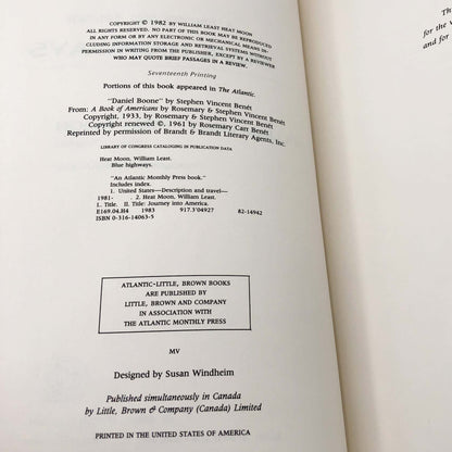 Blue Highways: A Journey into America by William Least Heat-Moon [FIRST EDITION] 1983 • Atlantic Monthly Press