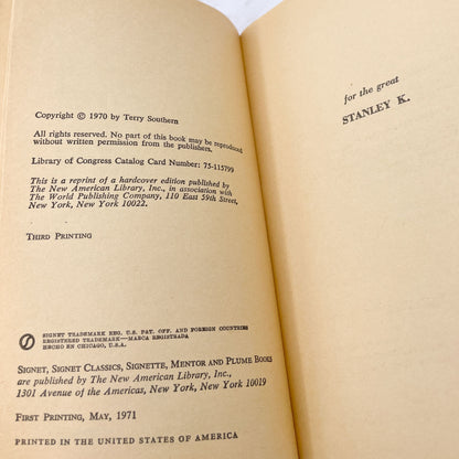 Blue Movie by Terry Southern [FIRST PAPERBACK EDITION] 1971 • Signet