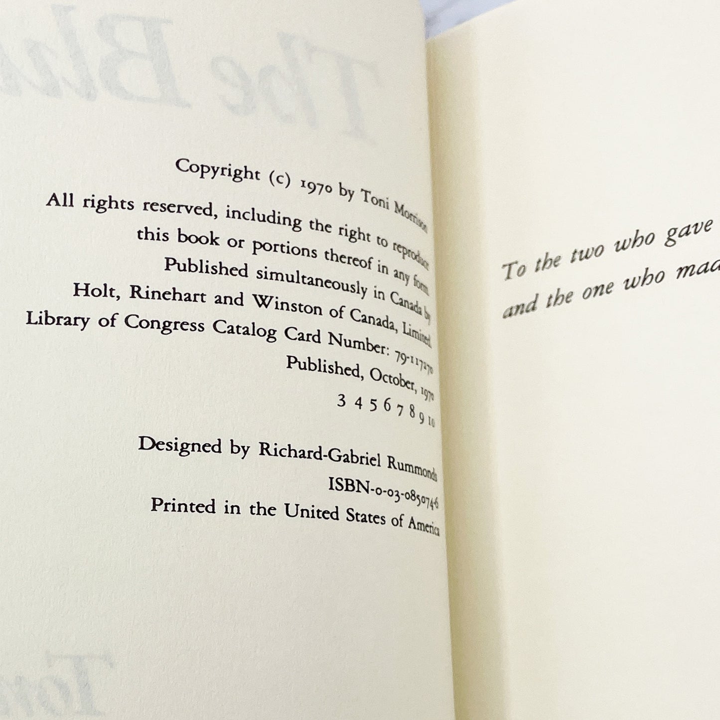 The Bluest Eye by Toni Morrison [30th ANNIVERSARY HARDCOVER] 2000 • BCE • Holt Rinehart & Winston