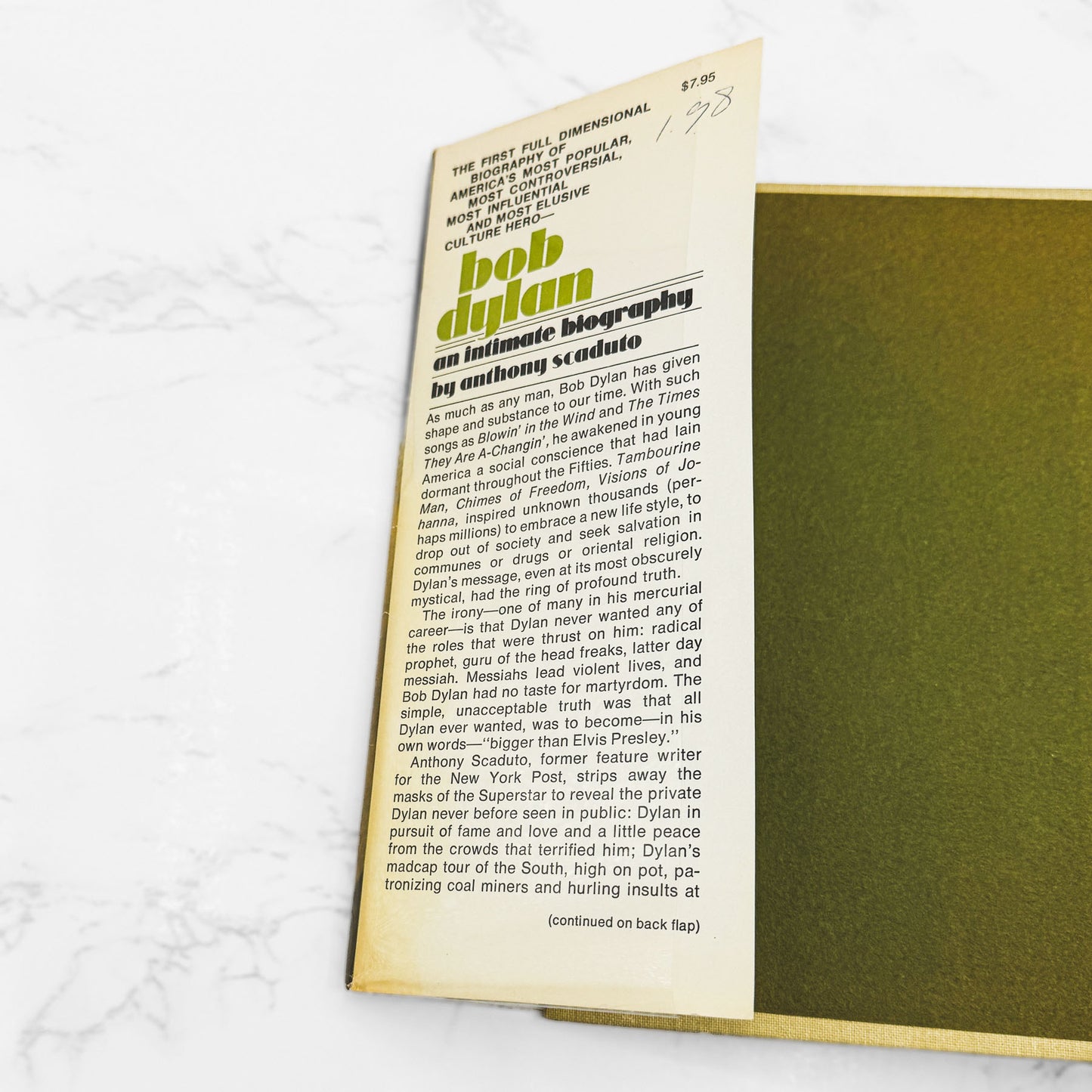 Bob Dylan: An Intimate Biography by Anthony Scaduto [FIRST EDITION • FIRST PRINTING] 1971 • Grosset & Dunlap