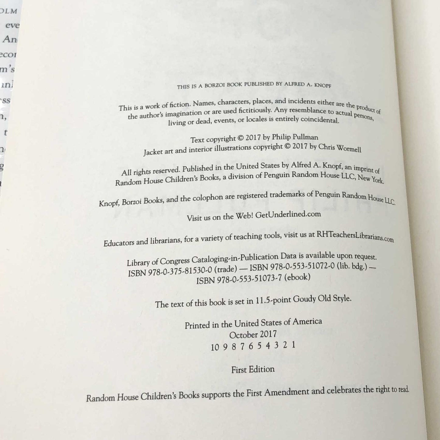 The Book of Dust Volume I: La Belle Sauvage by Philip Pullman [FIRST EDITION • FIRST PRINTING] 2017 • Knopf